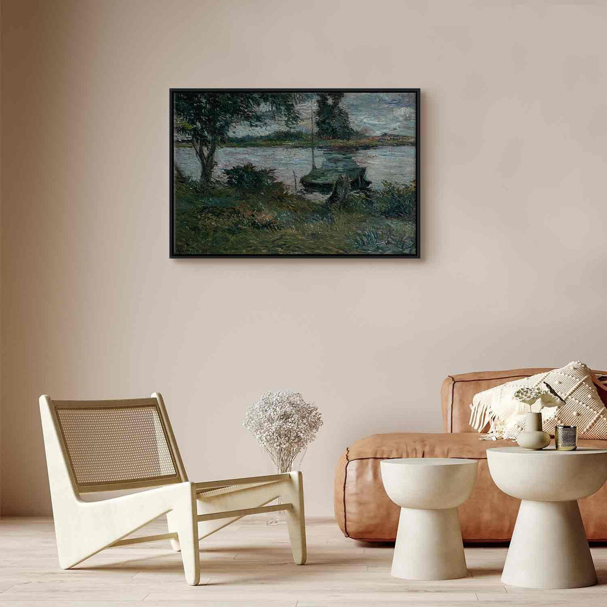 Leinwandbild - Paul Gauguin – Flußufer