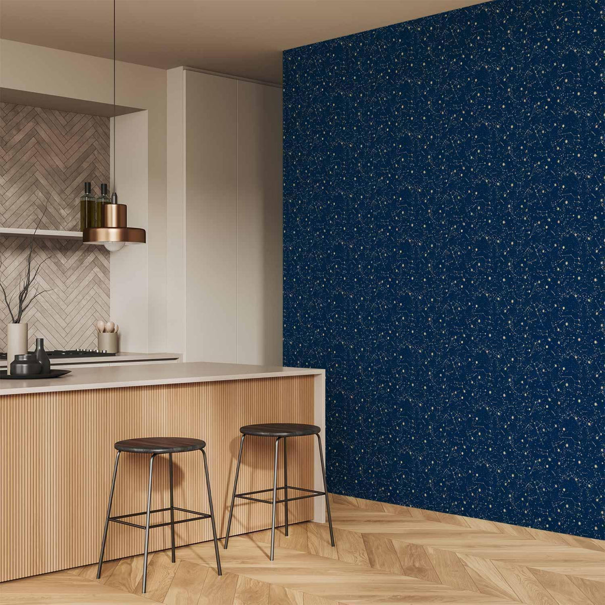 Tapete - Cosmic Inspirations - Pattern with Stars and Constellations on a Dark Background