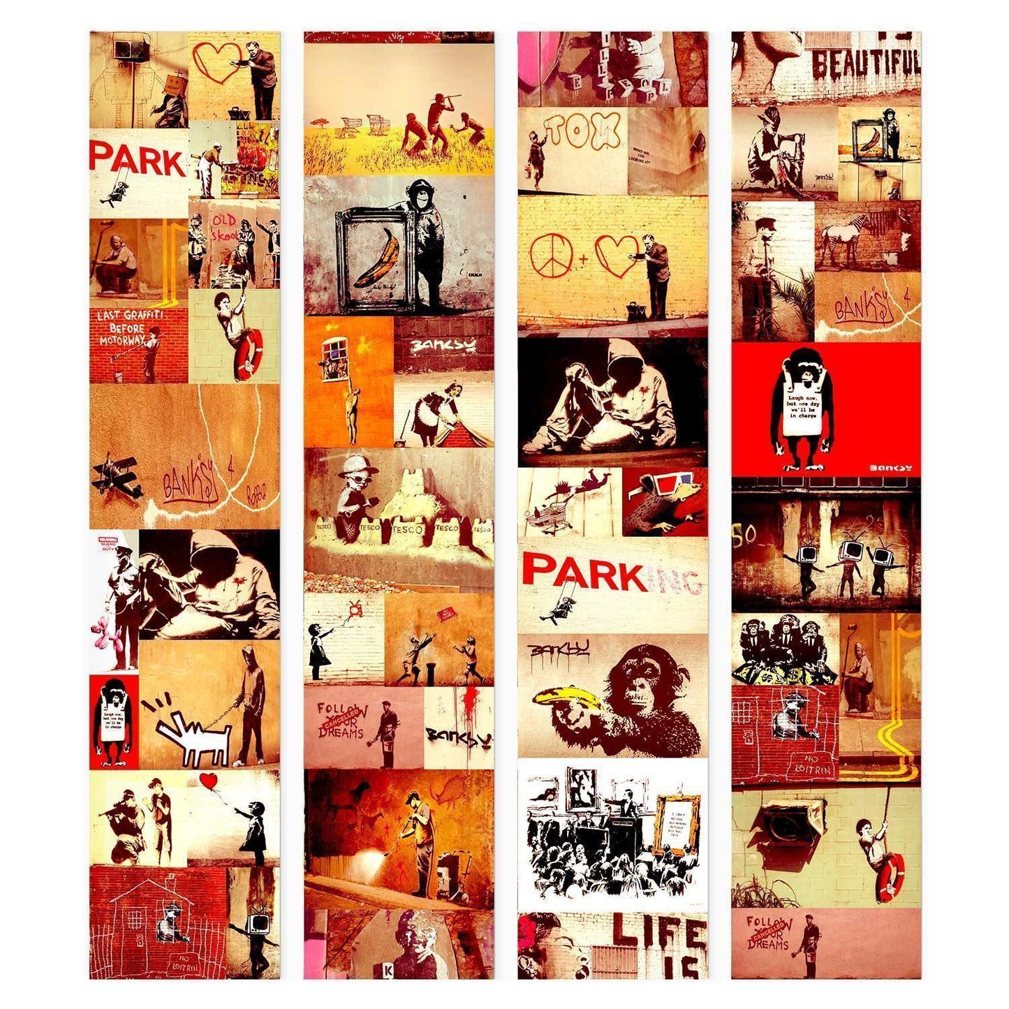 Tapete - Collage - Banksy Street-Art im urbanen Design Modern