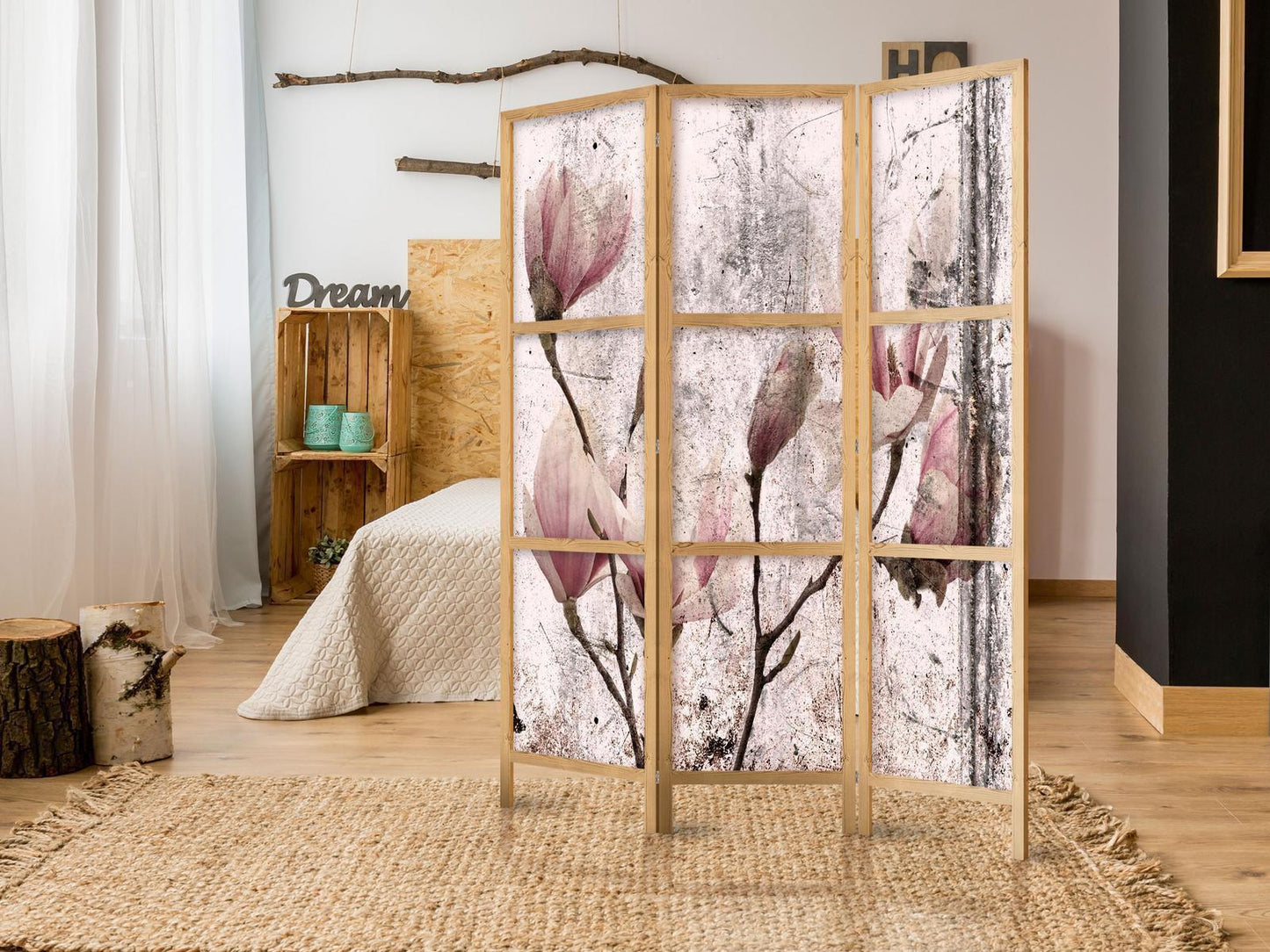Japanischer Paravent - Vintage Magnolias I Artgeist