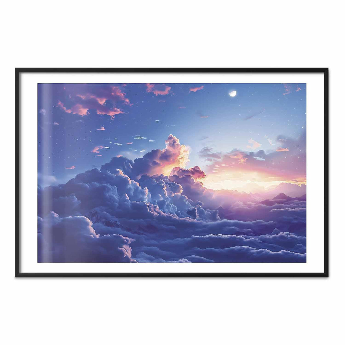 Poster - Night Concert in the Mountains: Clouds Illuminated by the Last Rays of the Sun