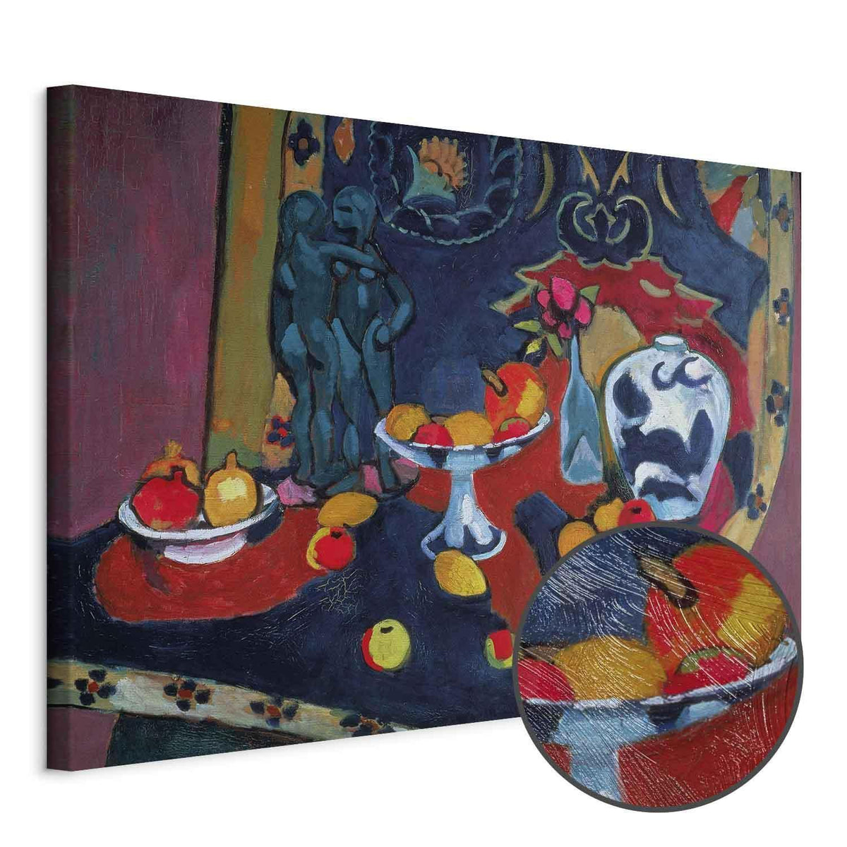 Leinwandbild - Henri Matisse – Still Life with Fruit and Bronze Statuette