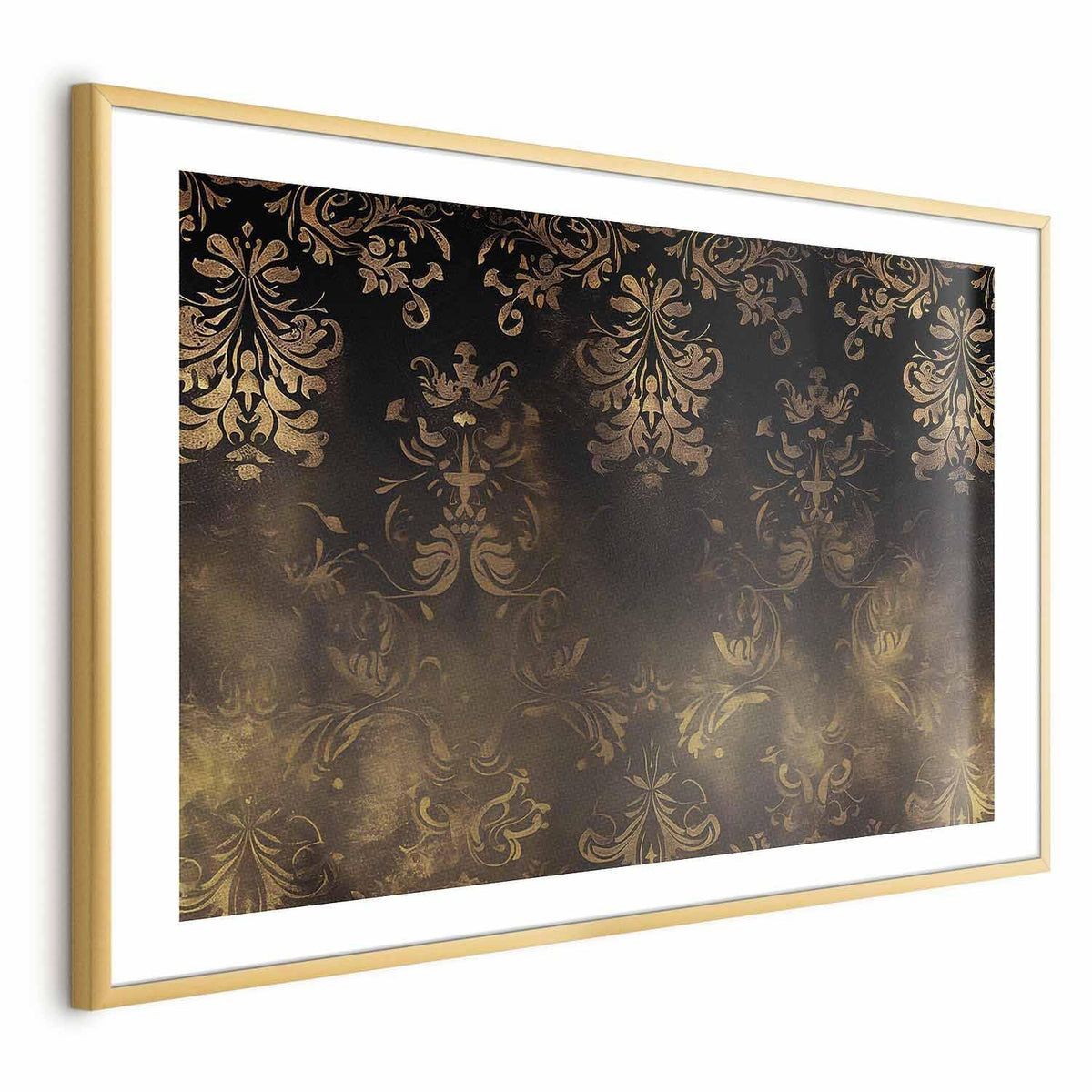 Poster - Dark Baroque Patterns with Golden Accents