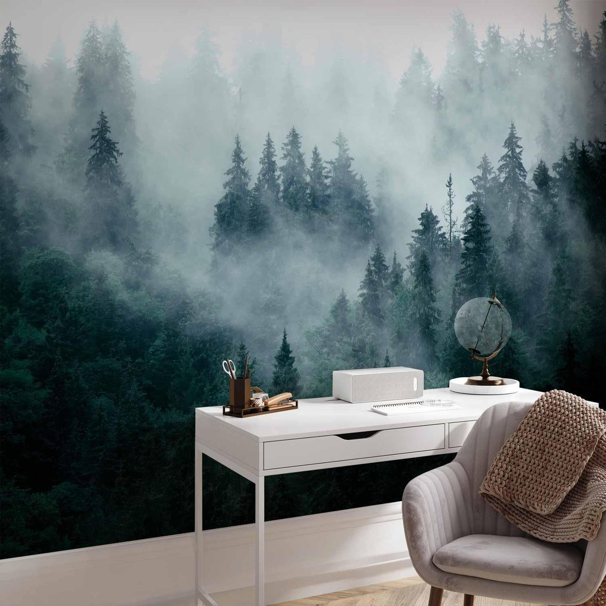 Fototapete - Mountain Forest (Dark Green)