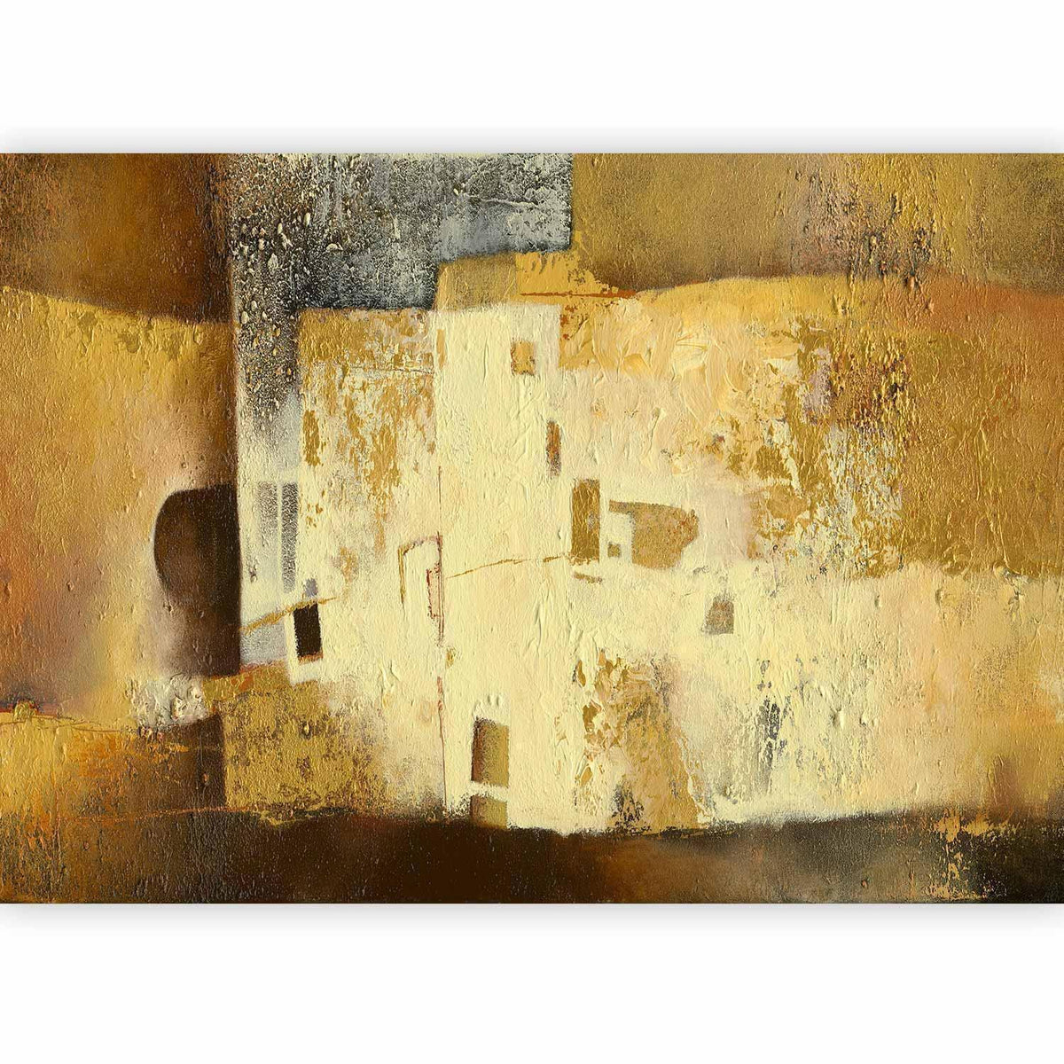Fototapete Goldene Abstraktion – Künstlerisches Design auf Beige