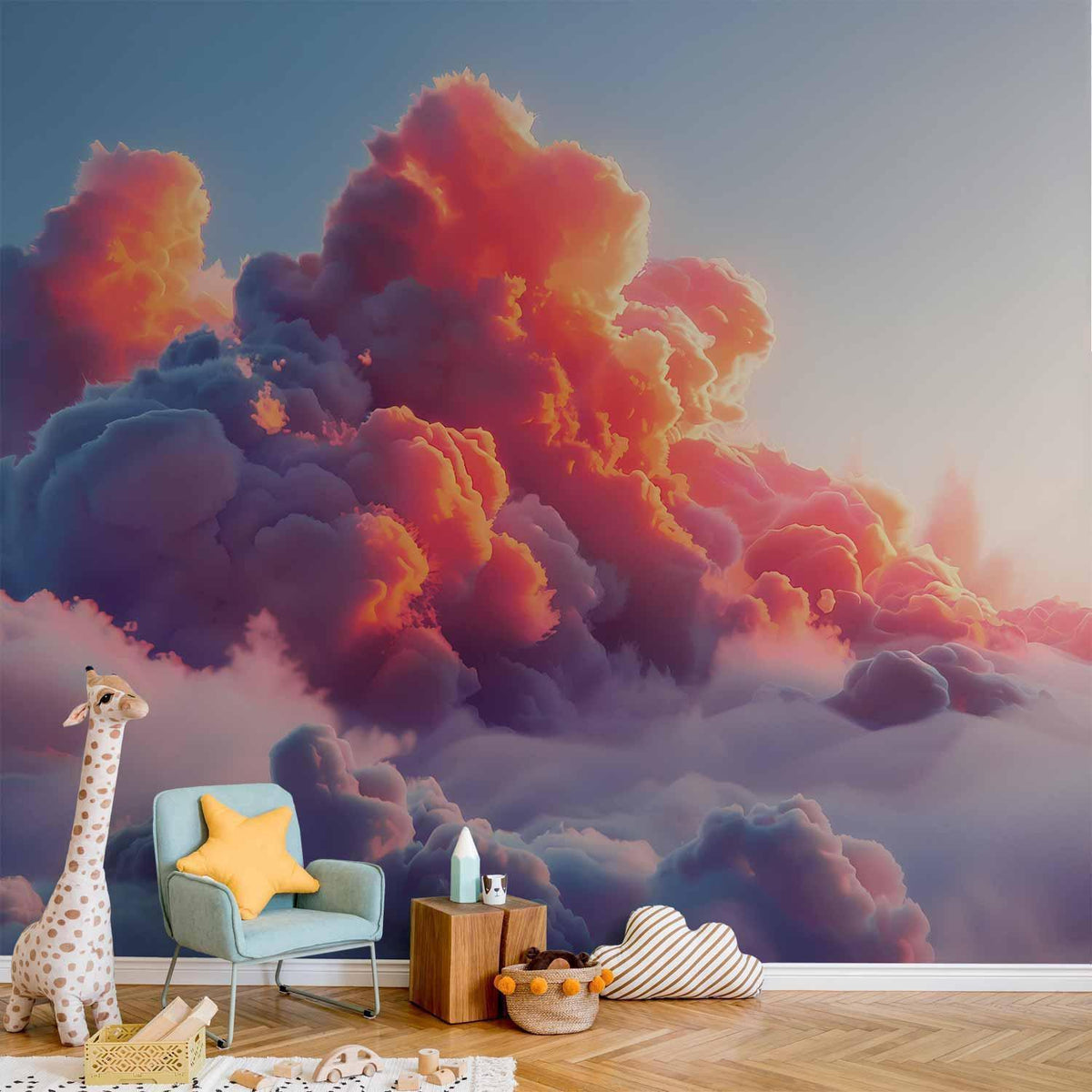 Fototapete Rosa Wolken - Dämmerungshimmel in Rosa und Violett