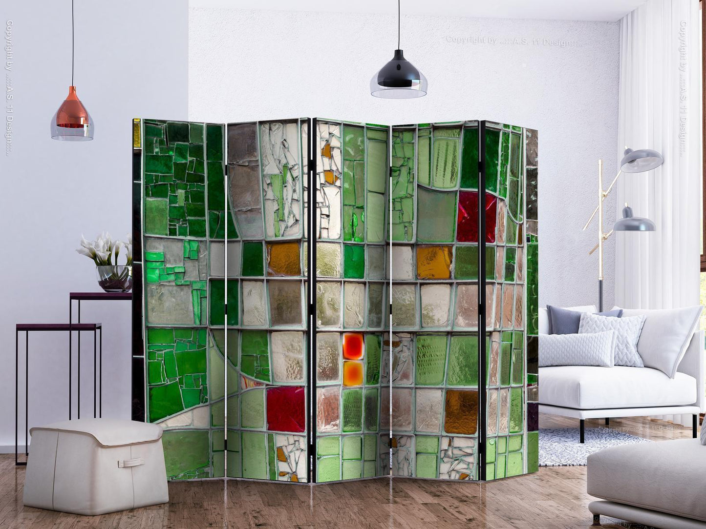 Paravent - Emerald Stained Glass II Artgeist