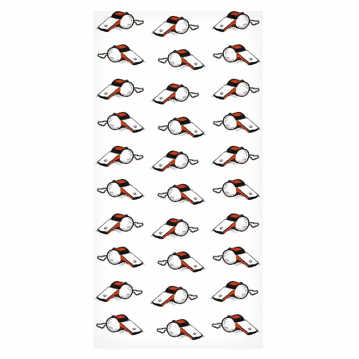 Tapete - Soccer Whistles - Black and white with red accents on a white background