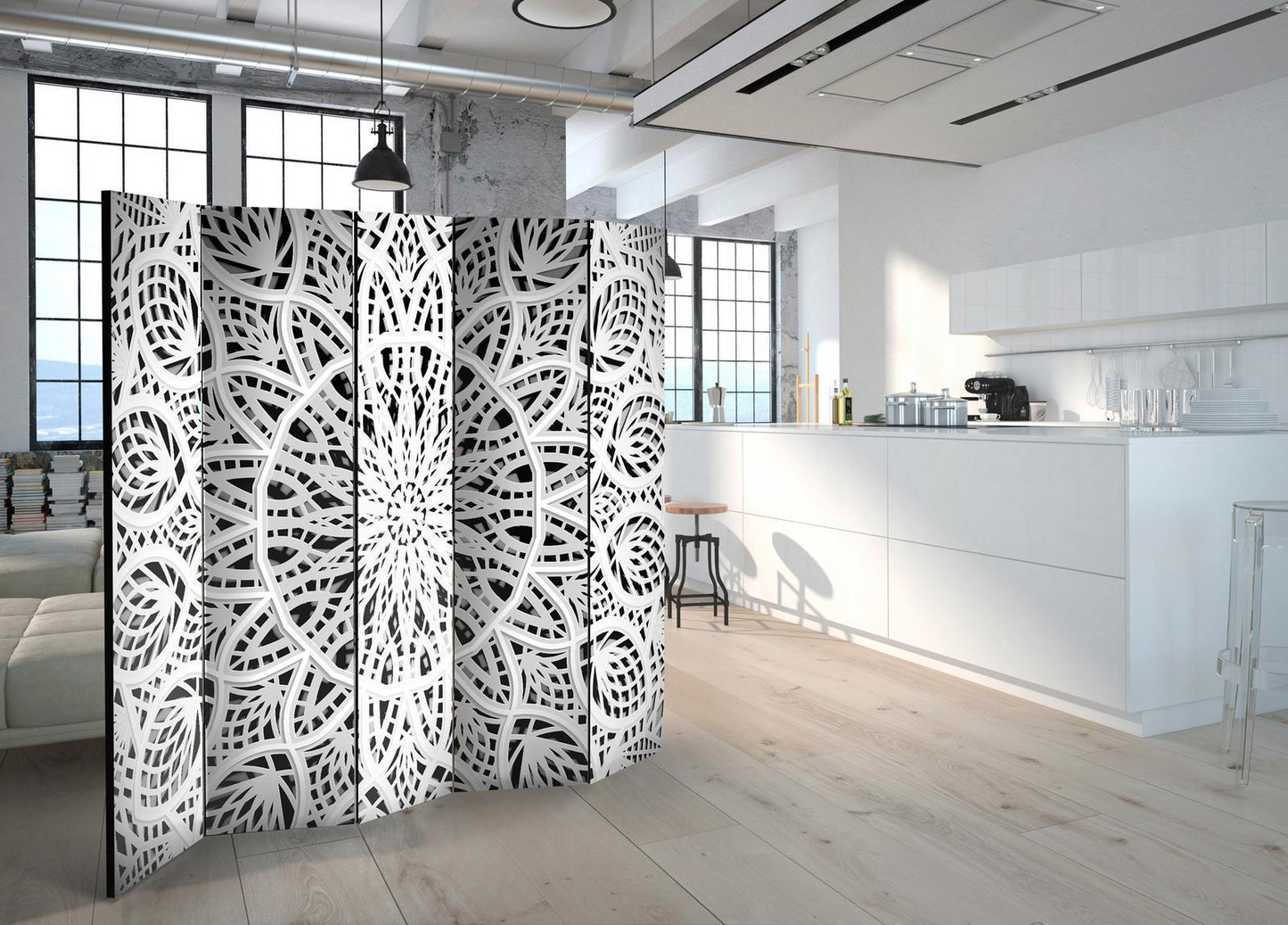 Paravent - White Mandala II Artgeist