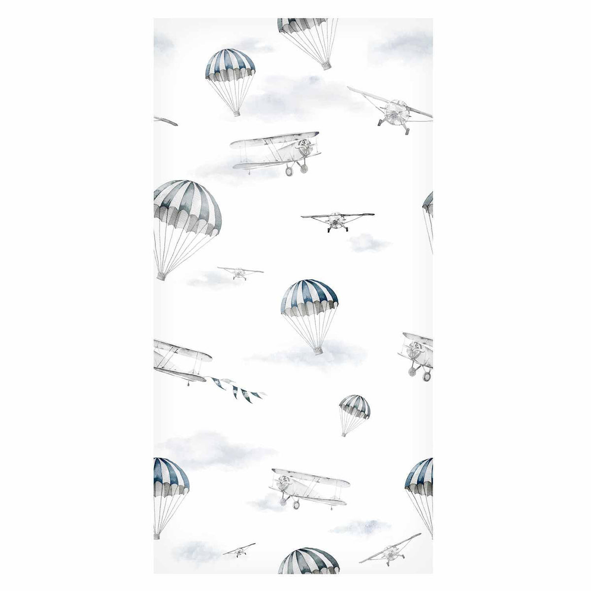 Tapete - Watercolor - Airplane show on a bright sky with delicate clouds