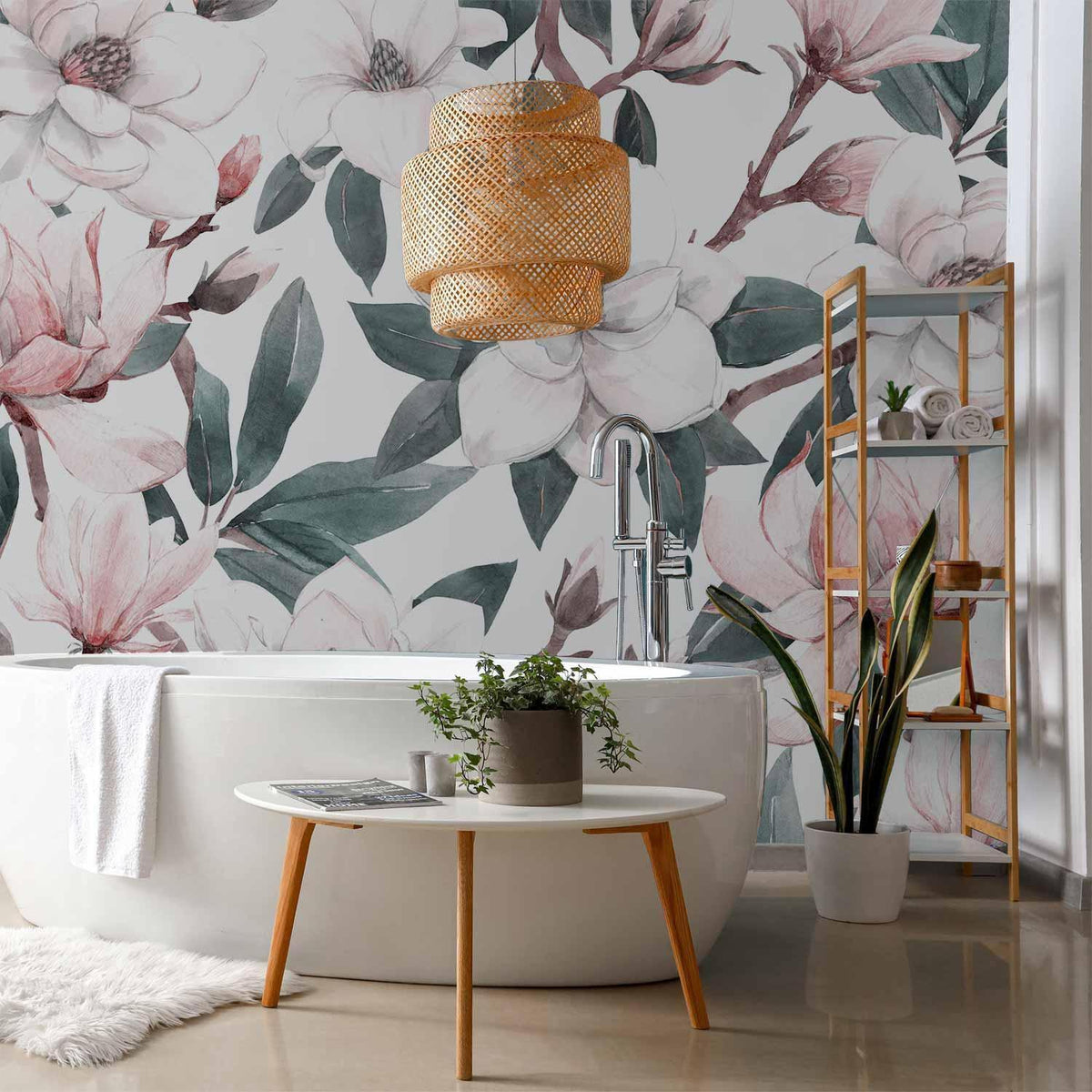 Fototapete Aquarell Magnolien – Zarte Blütenkunst in Pastelltönen