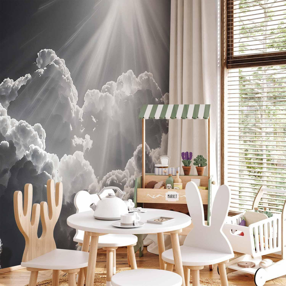 Fototapete - Hope in the Clouds: Inspiring Rays of the Sun – Awaken Emotions