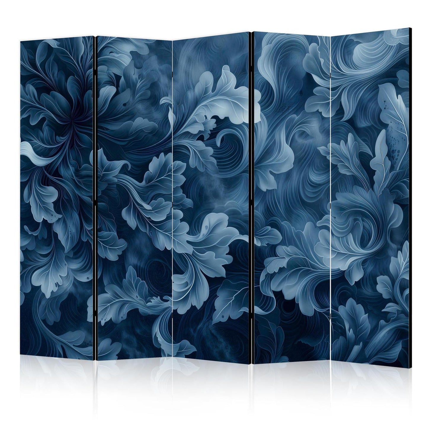Paravent - Abstract Ornaments - Dark Blue Victorian Leaves Artgeist