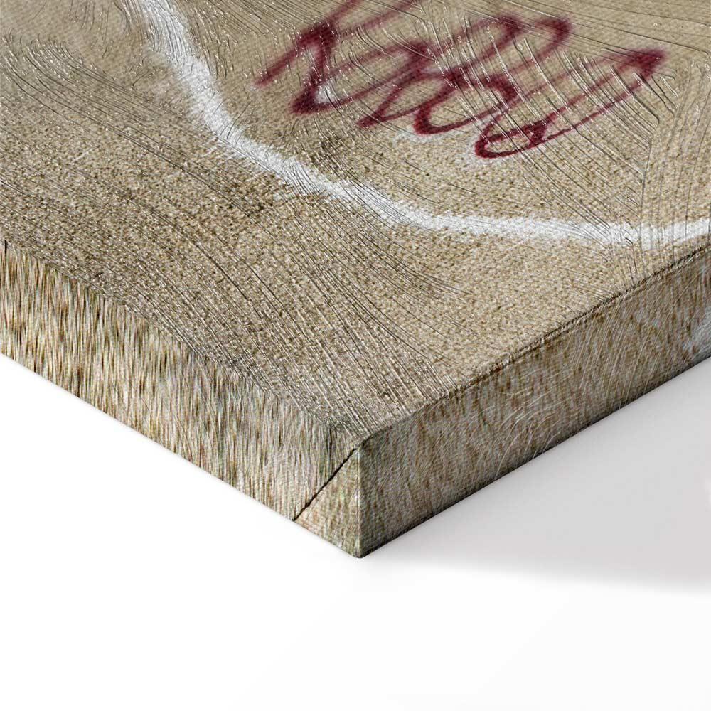 Leinwandbild - Banksy's Plane (1-part) - Red Graffiti Text on Mural Background