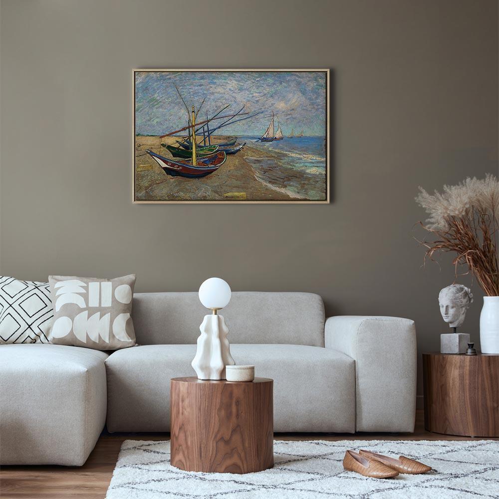 Leinwandbild - Vincent van Gogh – Fishing Boats on the Beach