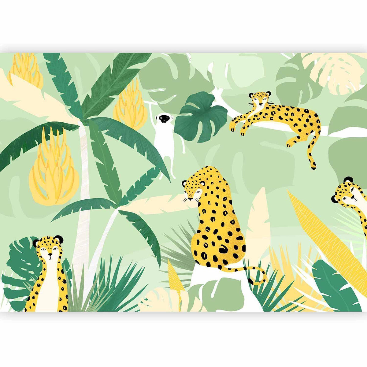 Fototapete - Cheetahs in the jungle - landscape with animals in the tropics for children