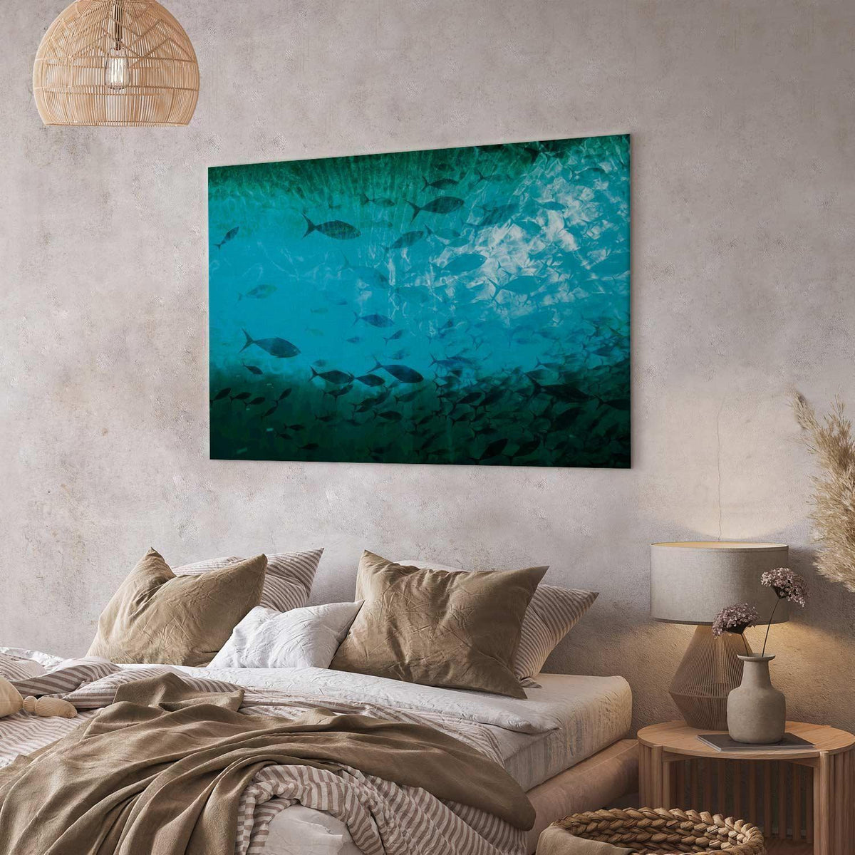 Leinwandbild - A shoal of dark fish