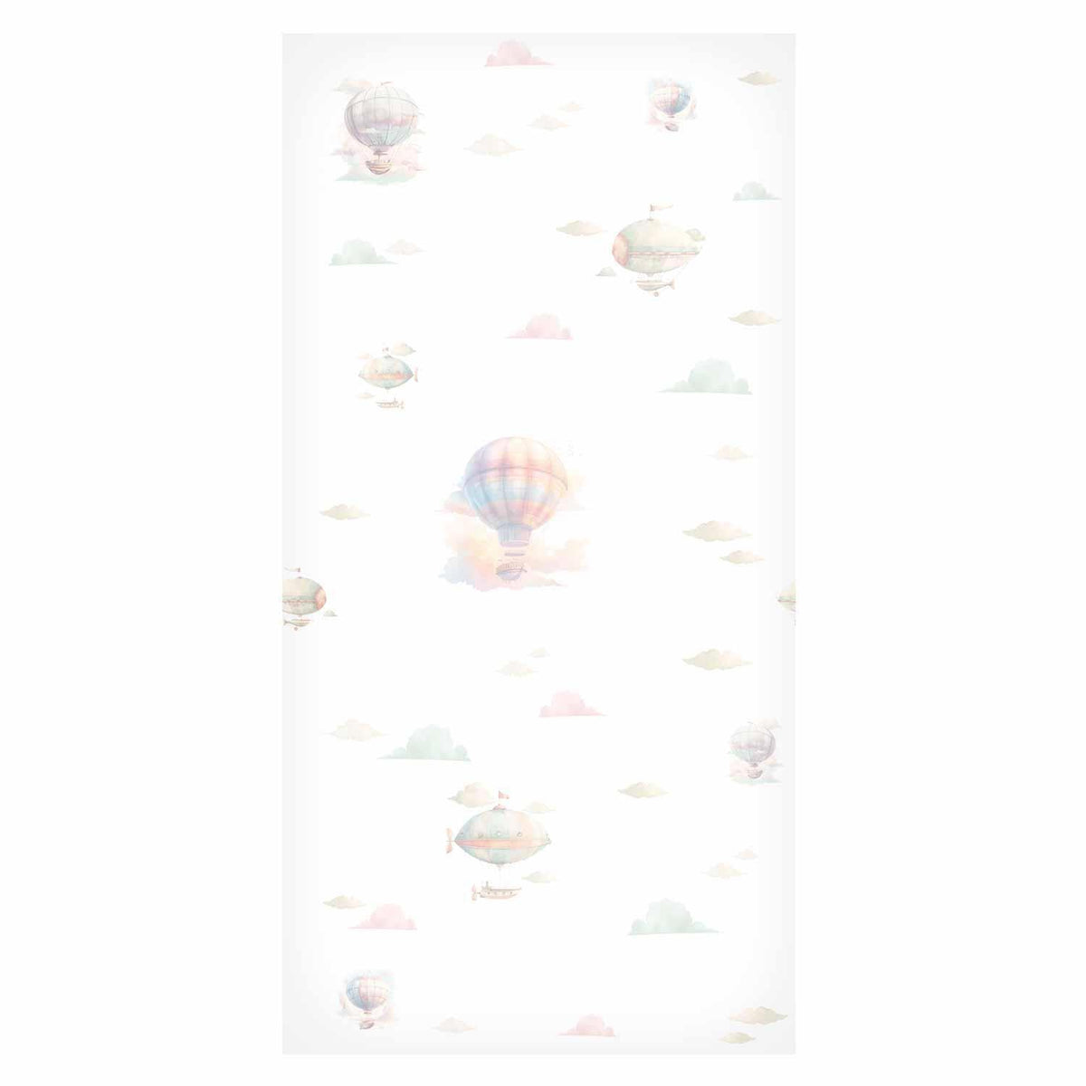 Tapete - Watercolor - Colorful balloons and airships against a backdrop of colorful clouds
