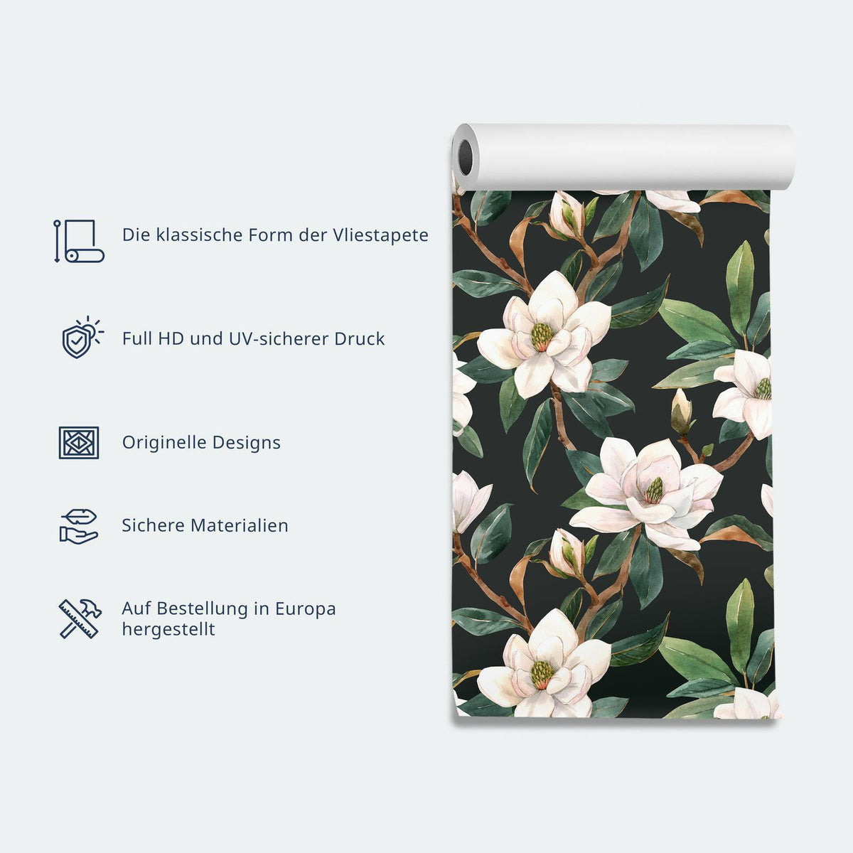 Tapete - Beige flowers and butterflies on white background