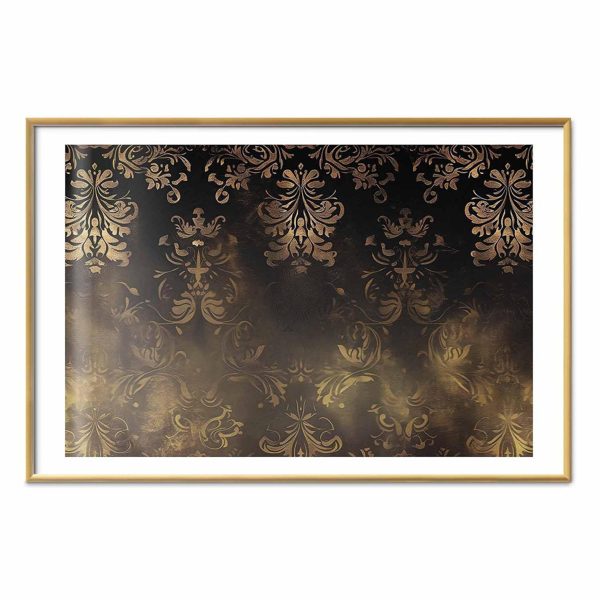Poster - Dark Baroque Patterns with Golden Accents
