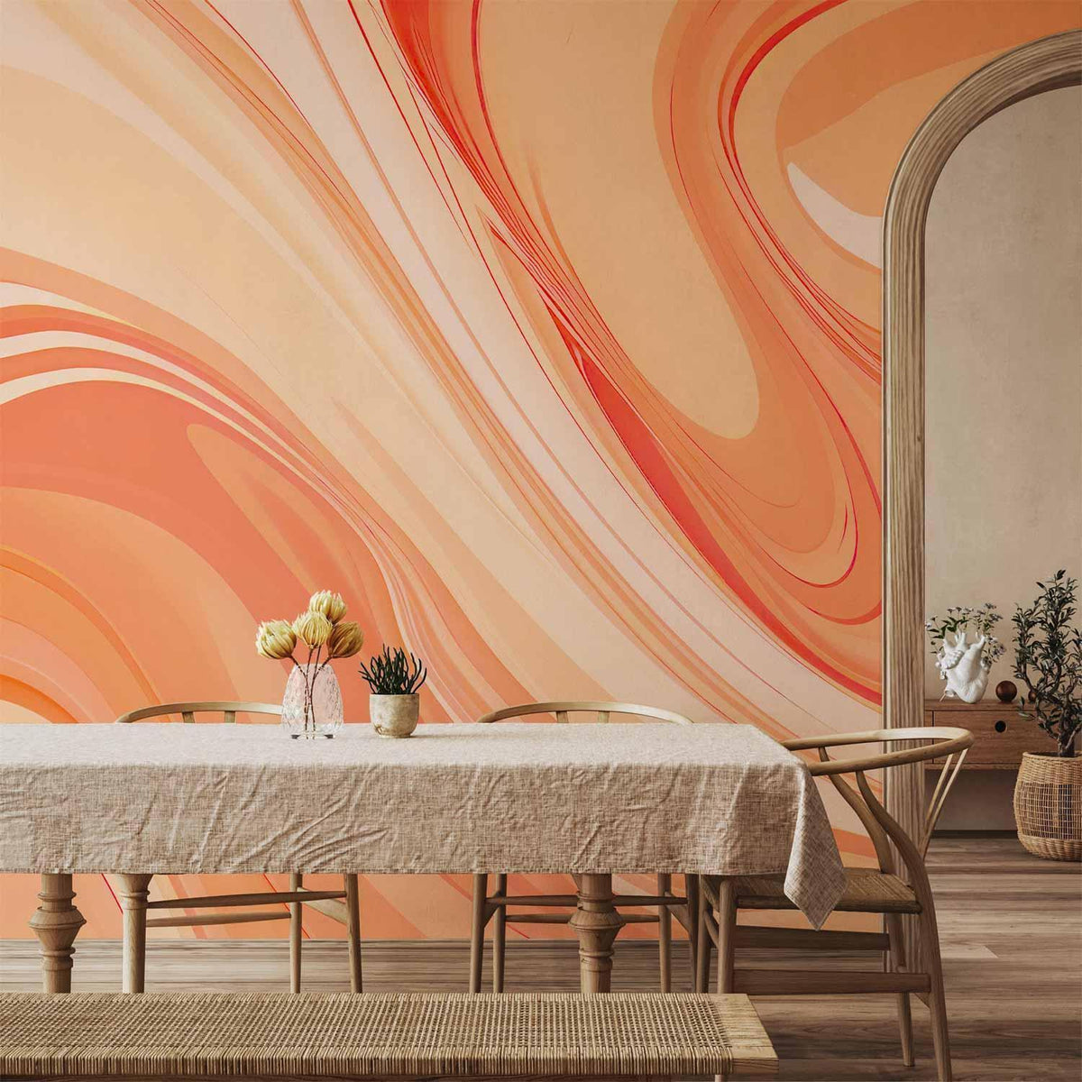 Fototapete - Peach Abstraction - Abstraction with Smoothly Transitioning Colors in Orange Tones