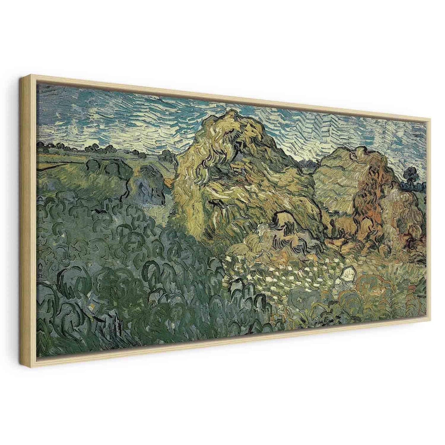 Leinwandbild - Field with Wheat Stacks (Vincent Van Gogh) Artgeist