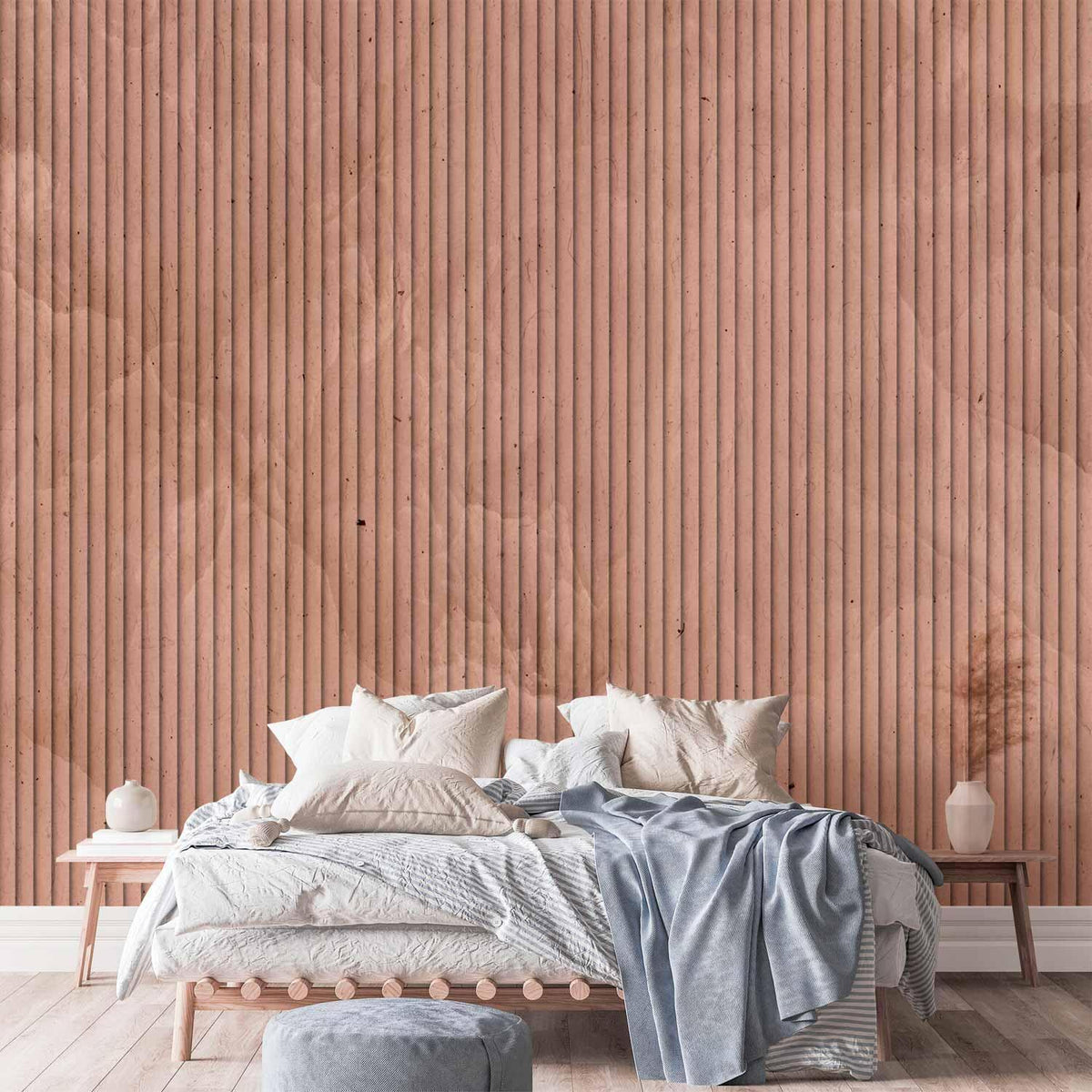 Fototapete - Pink reed - solid background with textured vertical stripes with pattern