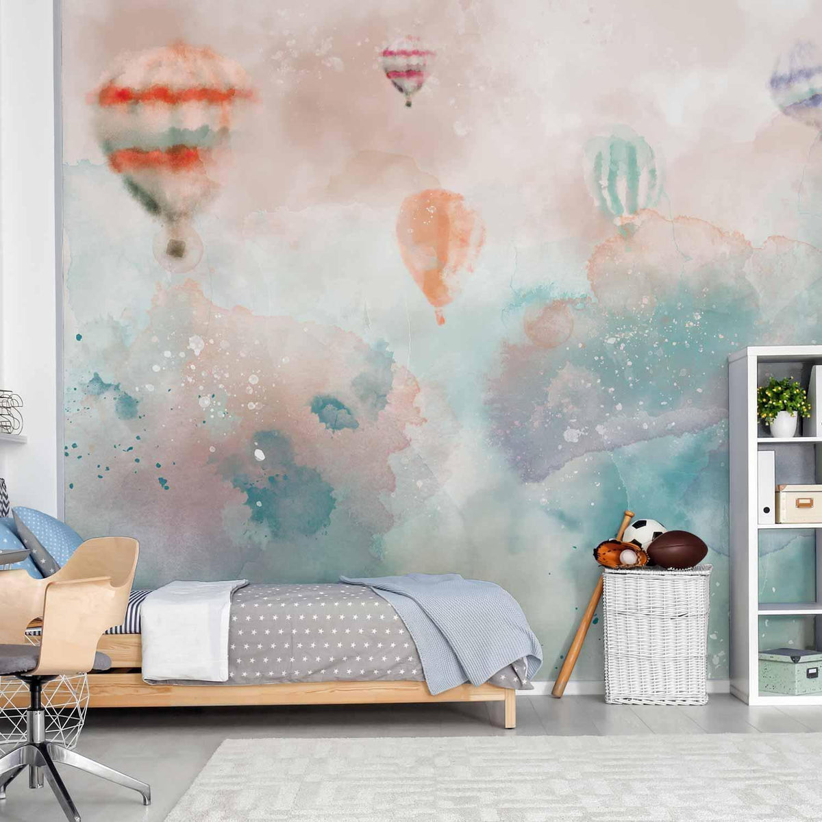 Fototapete Heißluftballons Aquarell Kinderzimmer – Bunte Ballons