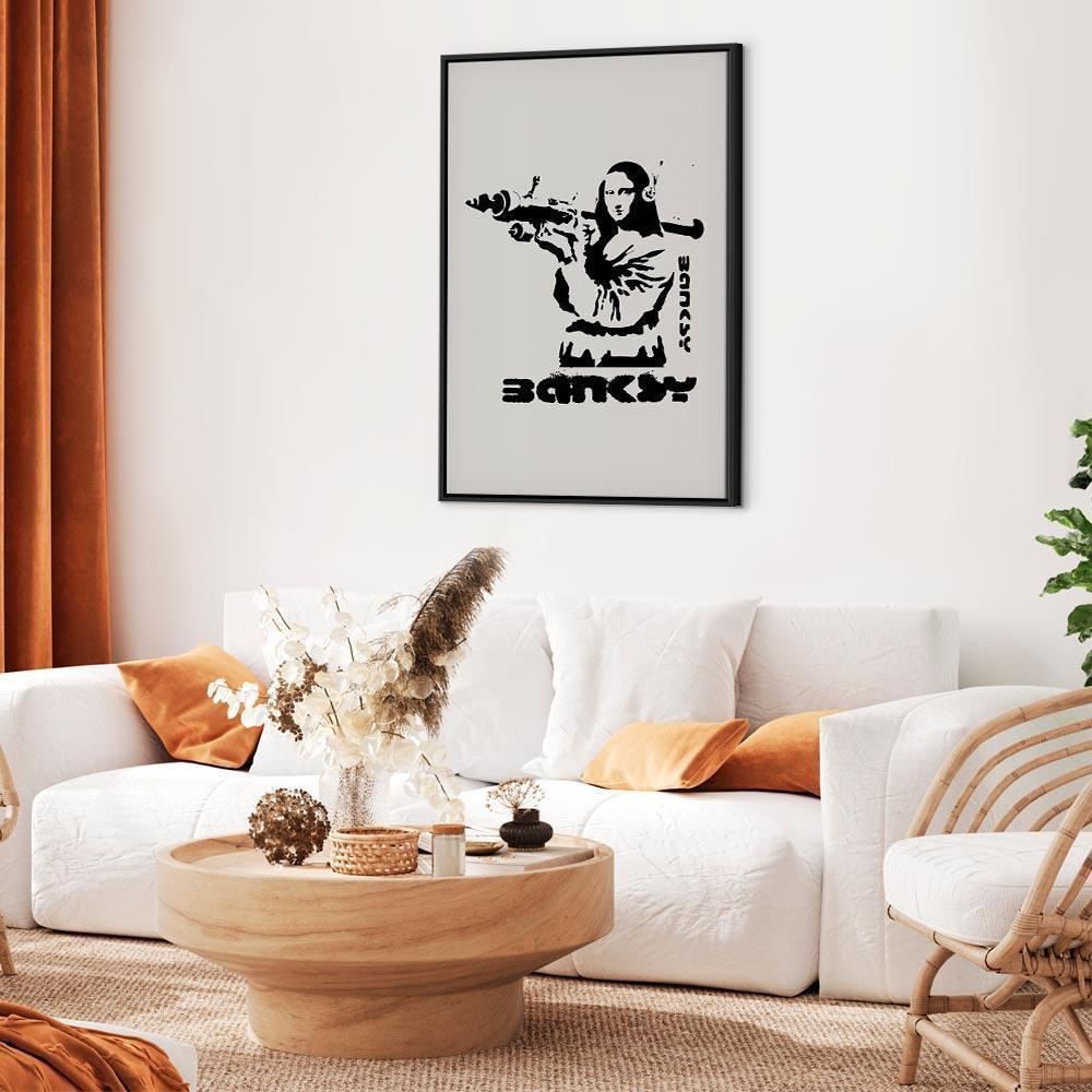 Leinwandbild - Contrast Duel (1-part) - Banksy on Mural with Mona Lisa