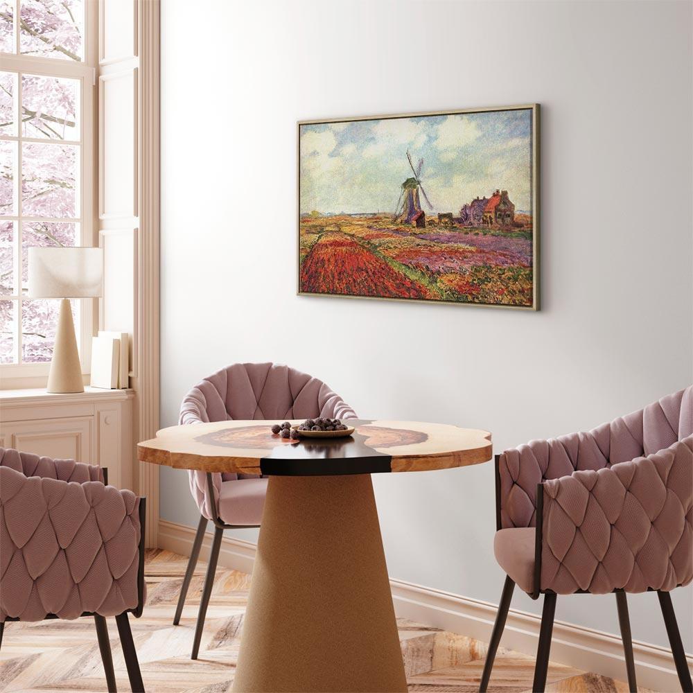 Leinwandbild - Claude Monet – Tulip Fields with Windmill