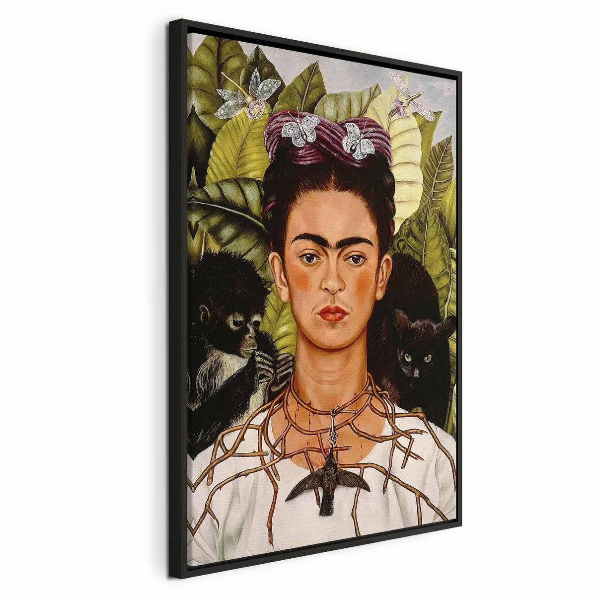 Leinwandbild - Frida Kahlo – Self-Portrait with Thorn Necklace and Hummingbird