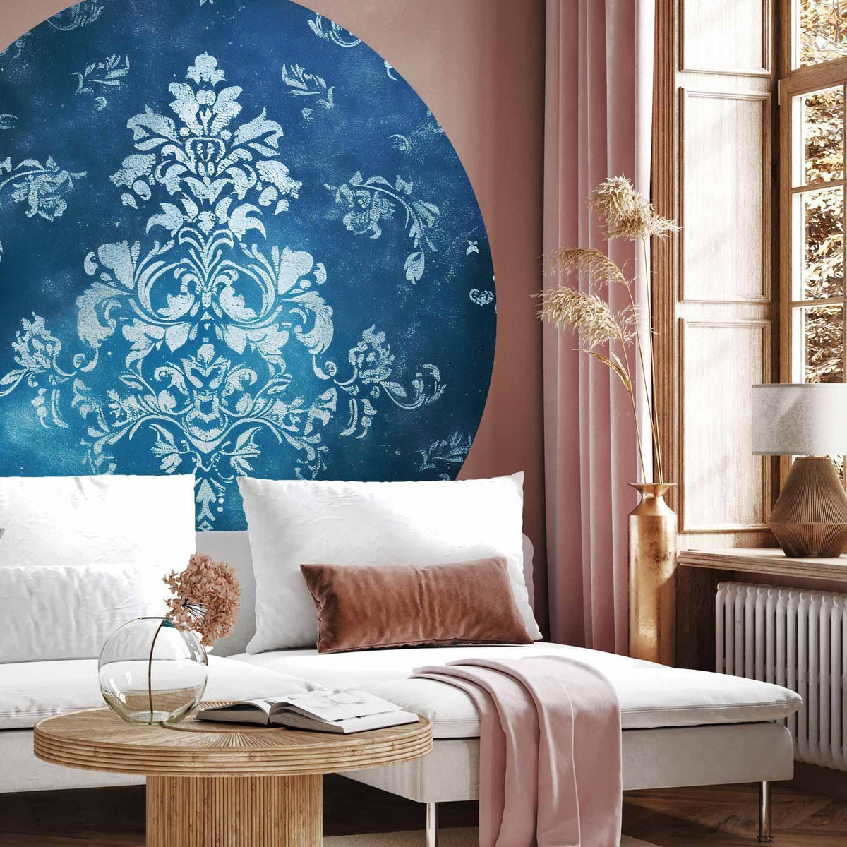 Runde Fototapete - Retro ornament in faded blues