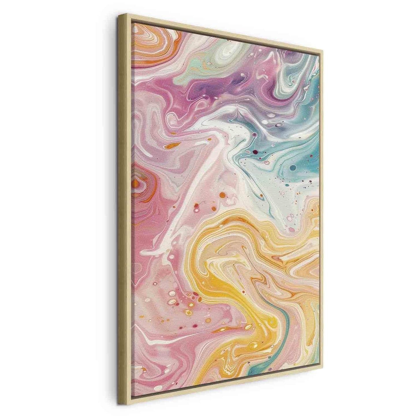 Leinwandbild - Colorful Chaos - Dynamic Shapes in Shades of Pink Yellow and Blue Artgeist