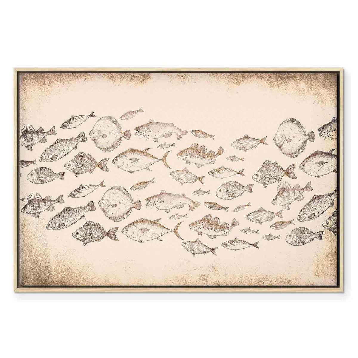 Leinwandbild Fische Japandi-Stil – Minimalistische Wandkunst