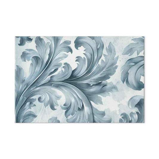 Leinwandbild - Stone Baroque Ornaments in Light Shades of Gray-Blue