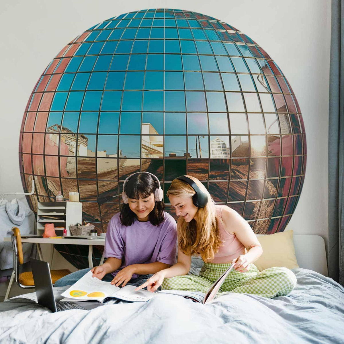 Fototapete Platin Discokugel 3D – Rund
