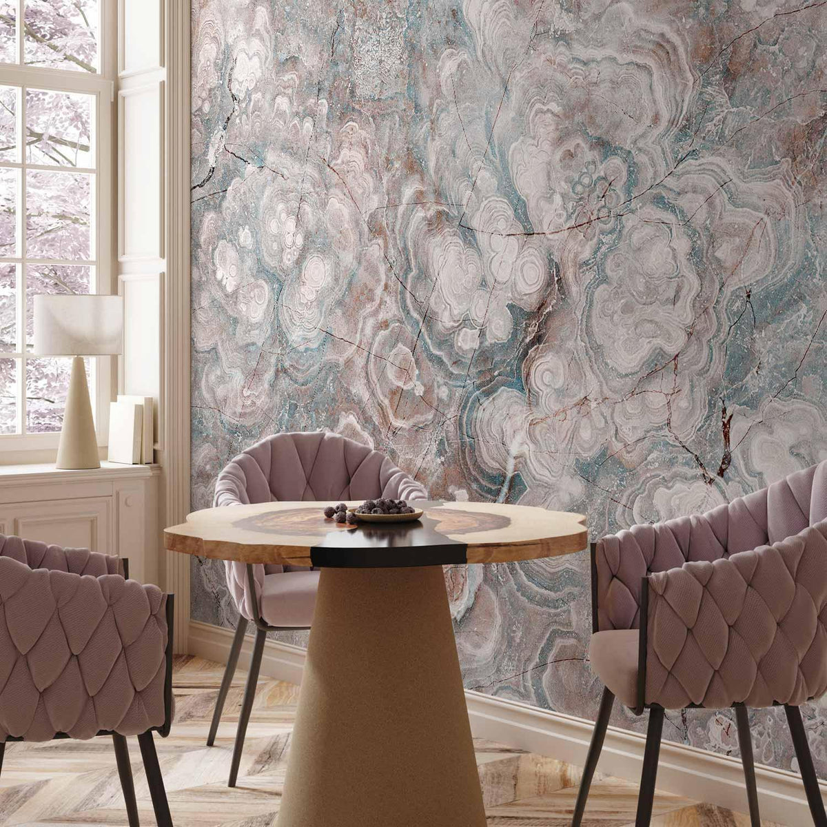 Fototapete - Marble Flowers - Natural Stone Structures in Pastel Colours
