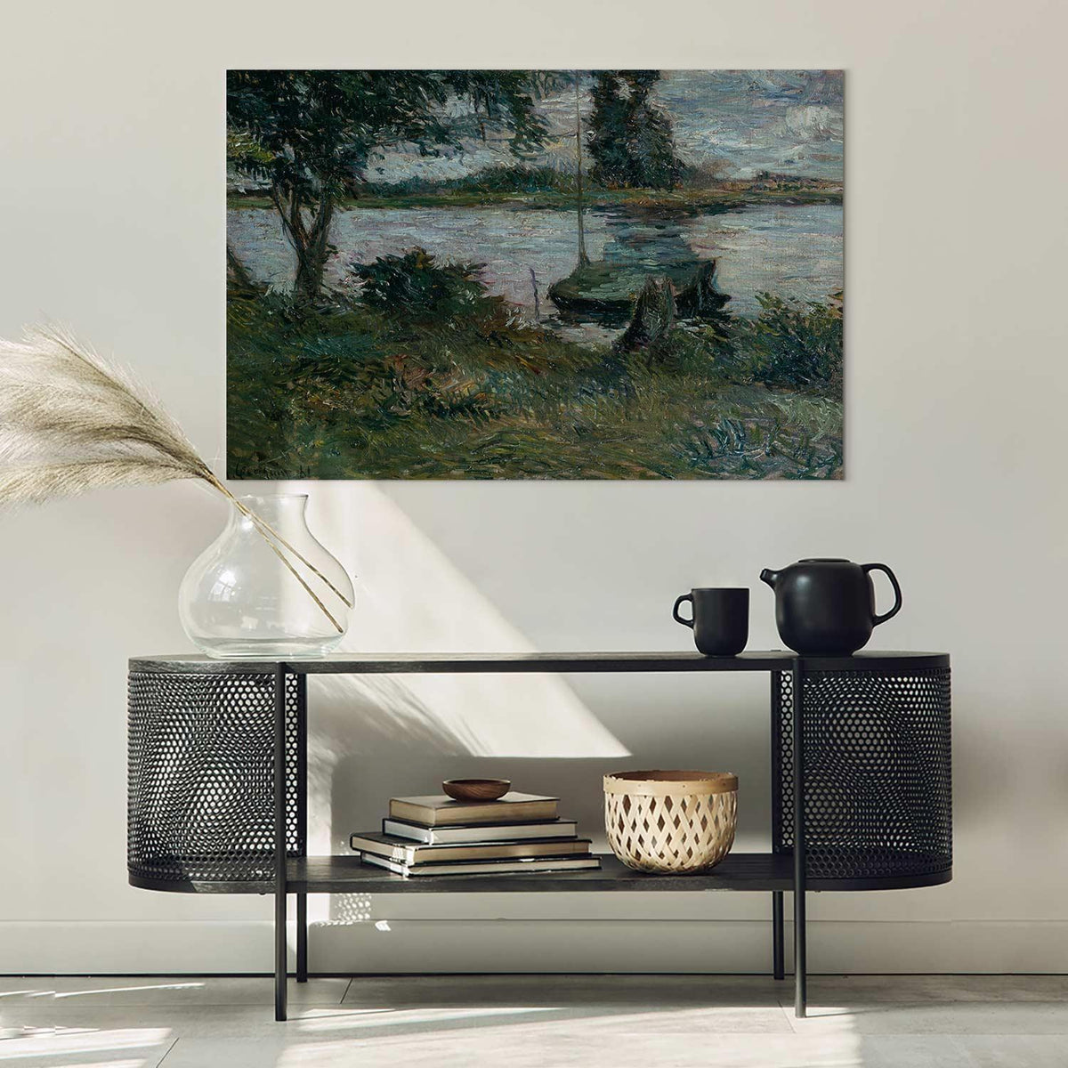 Leinwandbild - Paul Gauguin – Flußufer