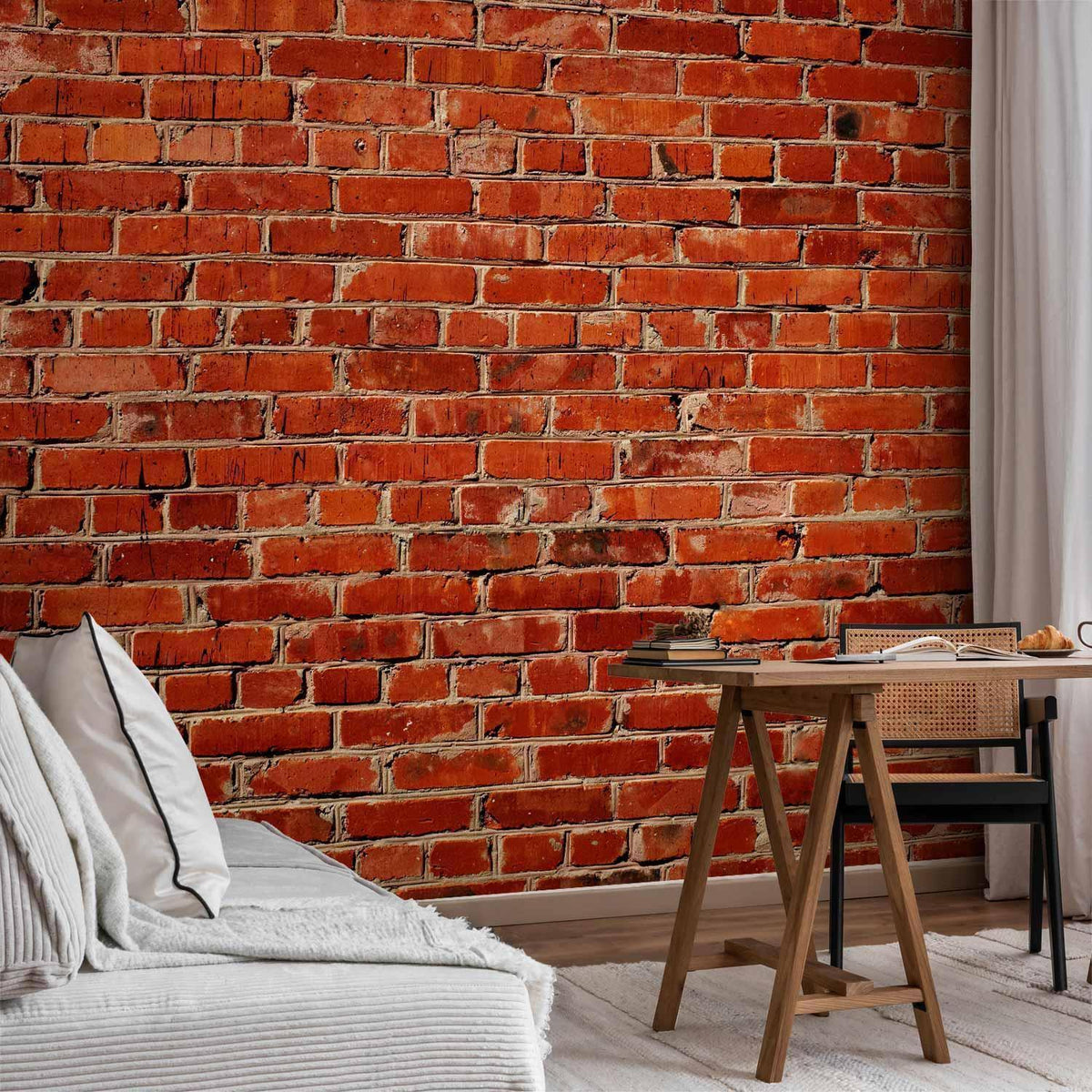 Fototapete Backsteinwand – Rote Ziegelwand im Industrial Loft Stil
