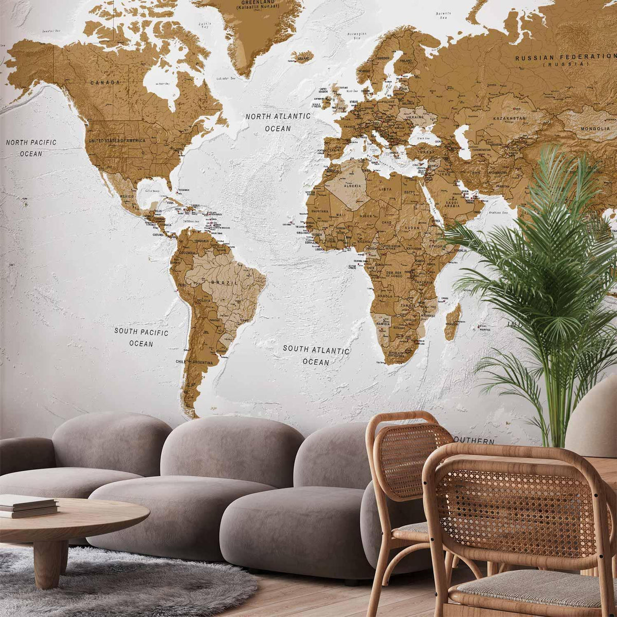 Fototapete - World Map: White Oceans