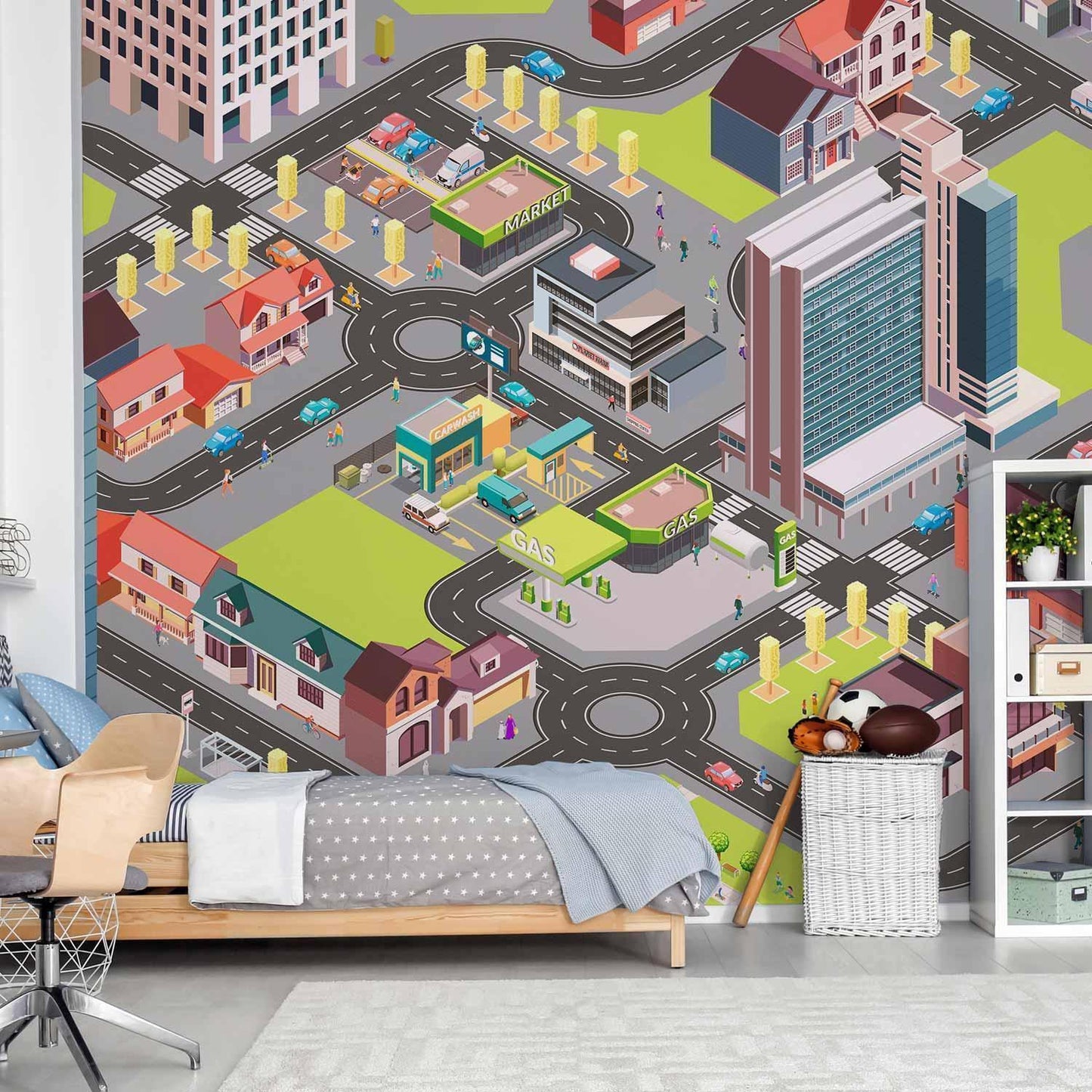 Fototapete – Bunte Stadtlandschaft für Kinderzimmer