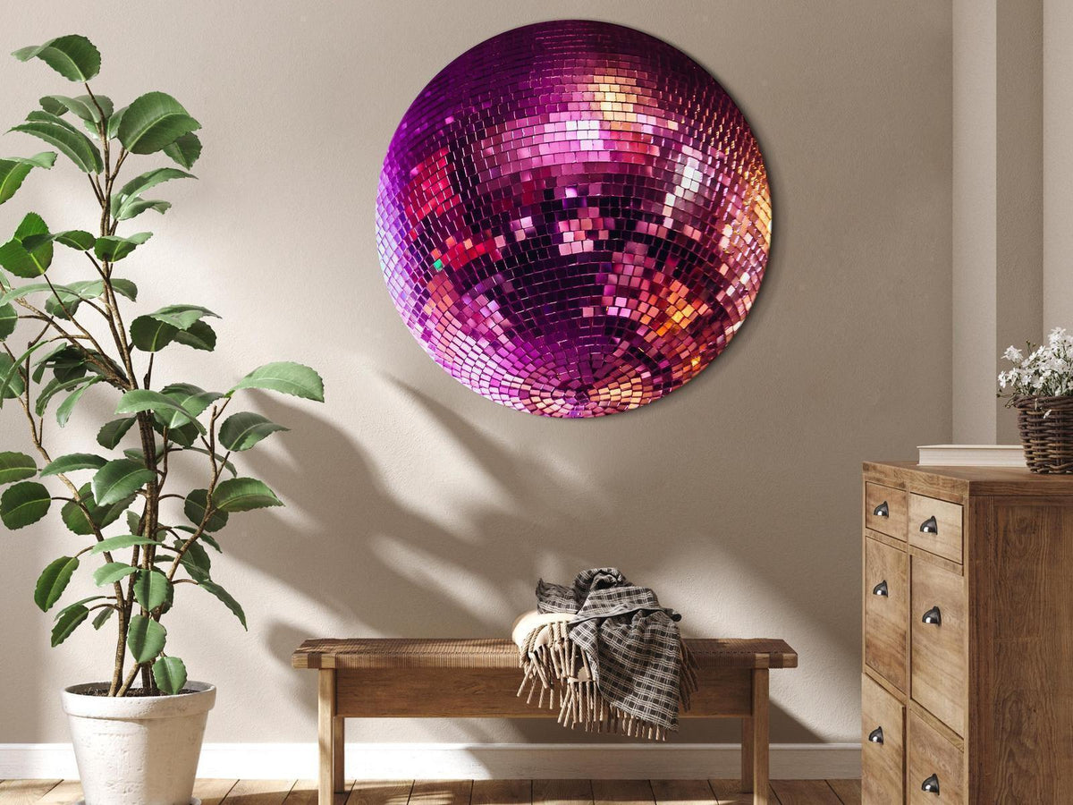Rundes Bild - Magenta disco ball