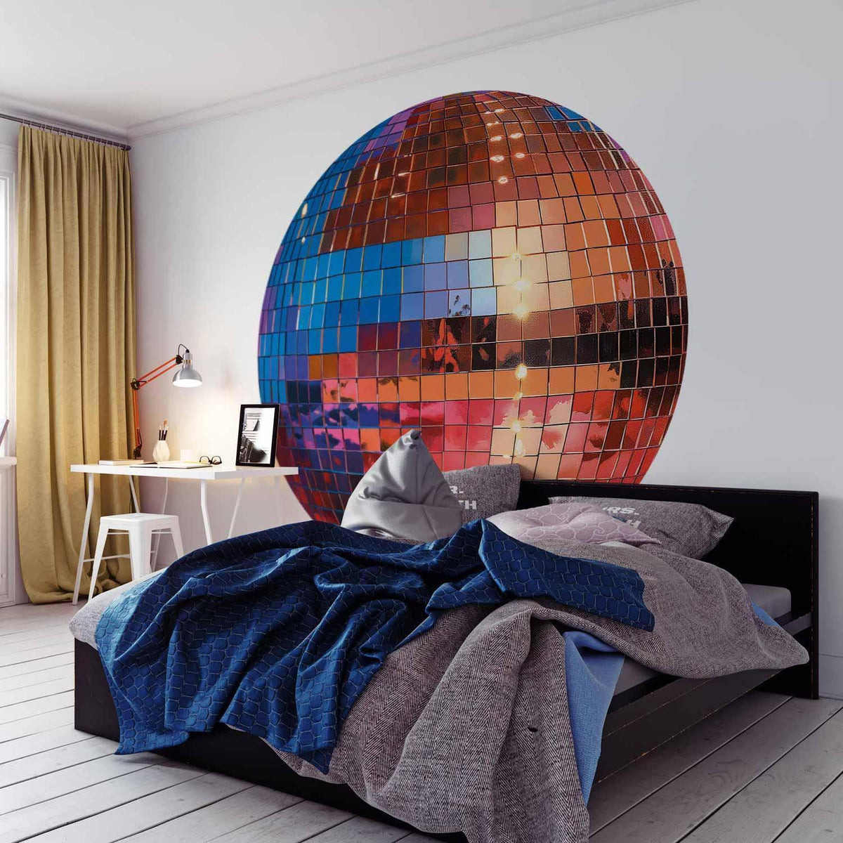 Runde Fototapete - Old gold disco ball