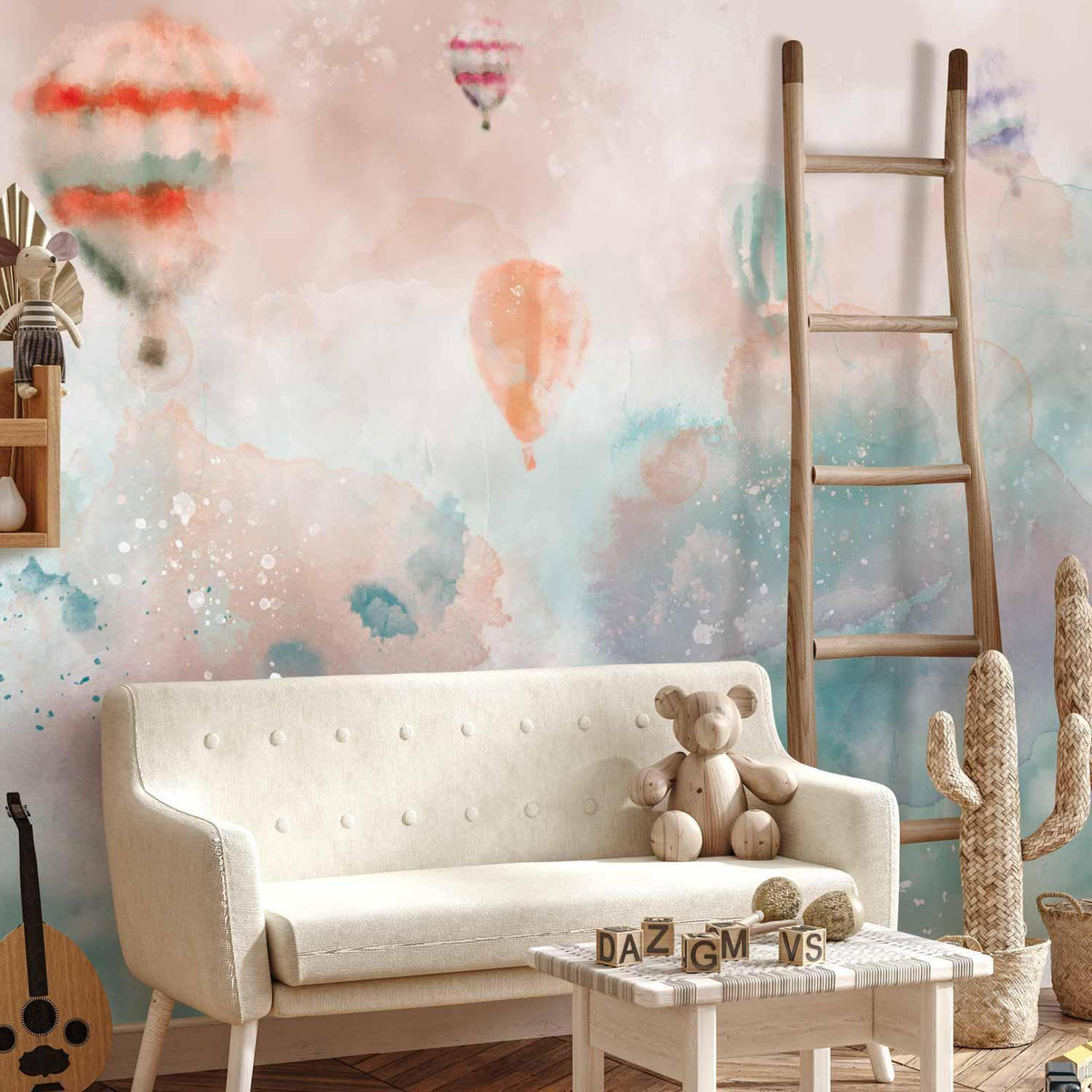 Fototapete Heißluftballons Aquarell Kinderzimmer – Bunte Ballons