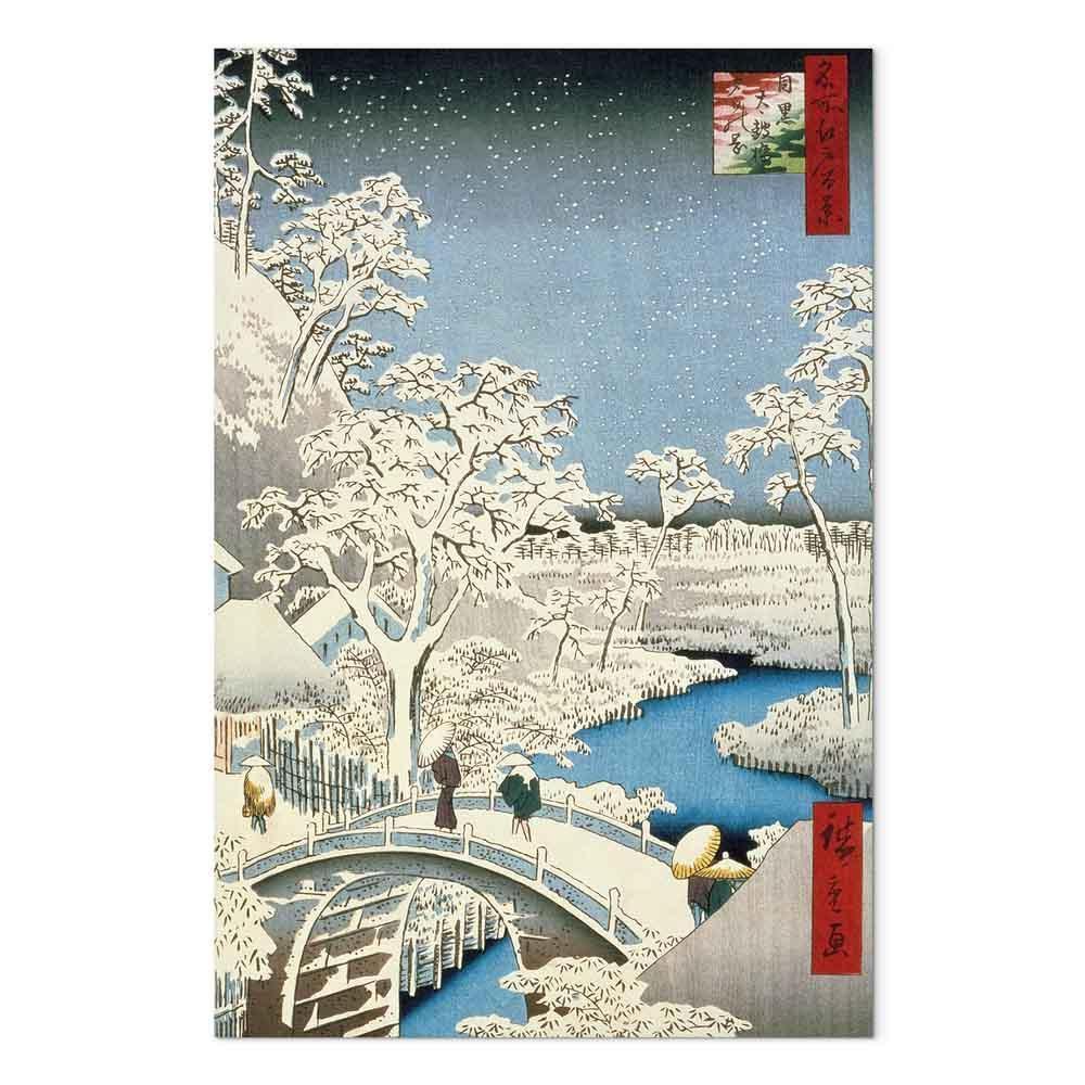Leinwandbild - Utagawa Hiroshige – Drum bridge and Setting Sun Hill at Meguro