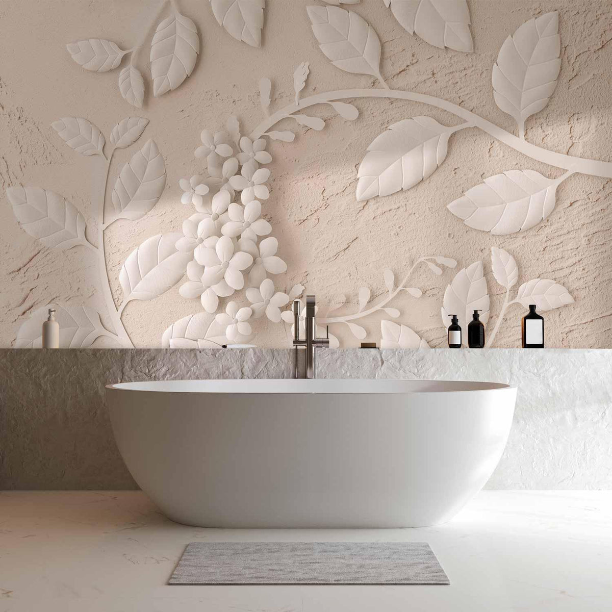 Fototapete - Paper Flowers (Beige)