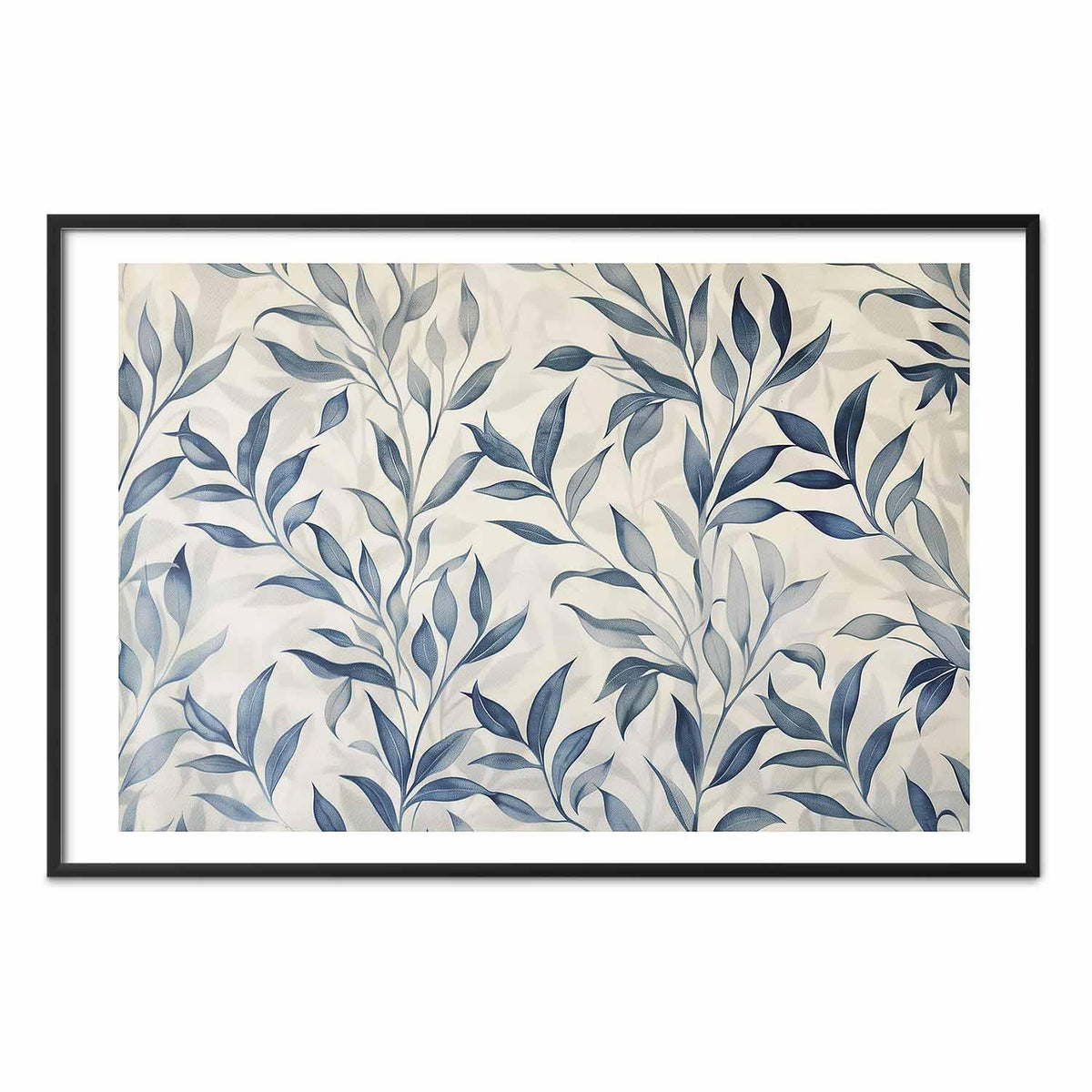 Poster - Delicate Botanical Motif with Blue Leaves