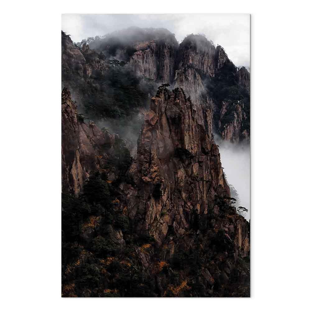 Leinwandbild - Heart of Mountain Landscape (1-part) - Clouds Amid Rocks