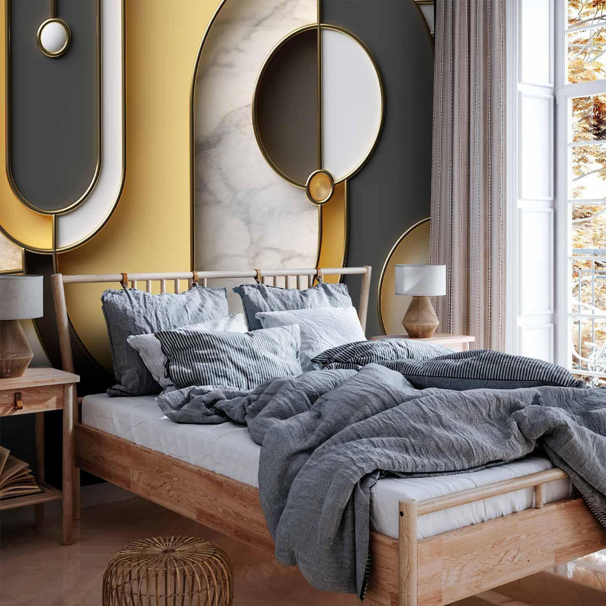 Fototapete - Gold-marble Geometric Pattern
