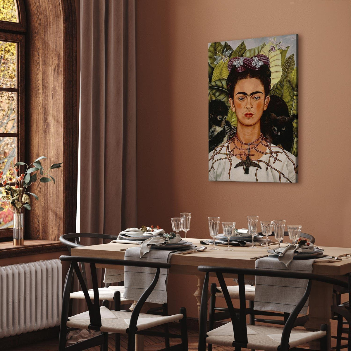 Leinwandbild - Frida Kahlo – Self-Portrait with Thorn Necklace and Hummingbird